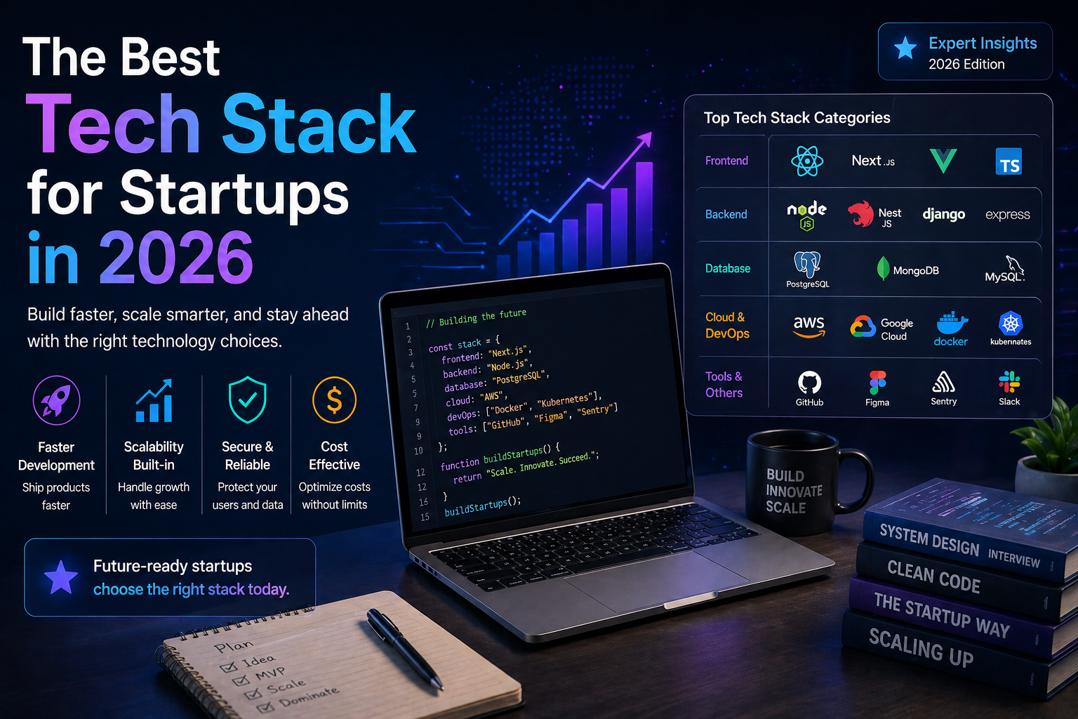 Startup technology stack planning for scalable product launches