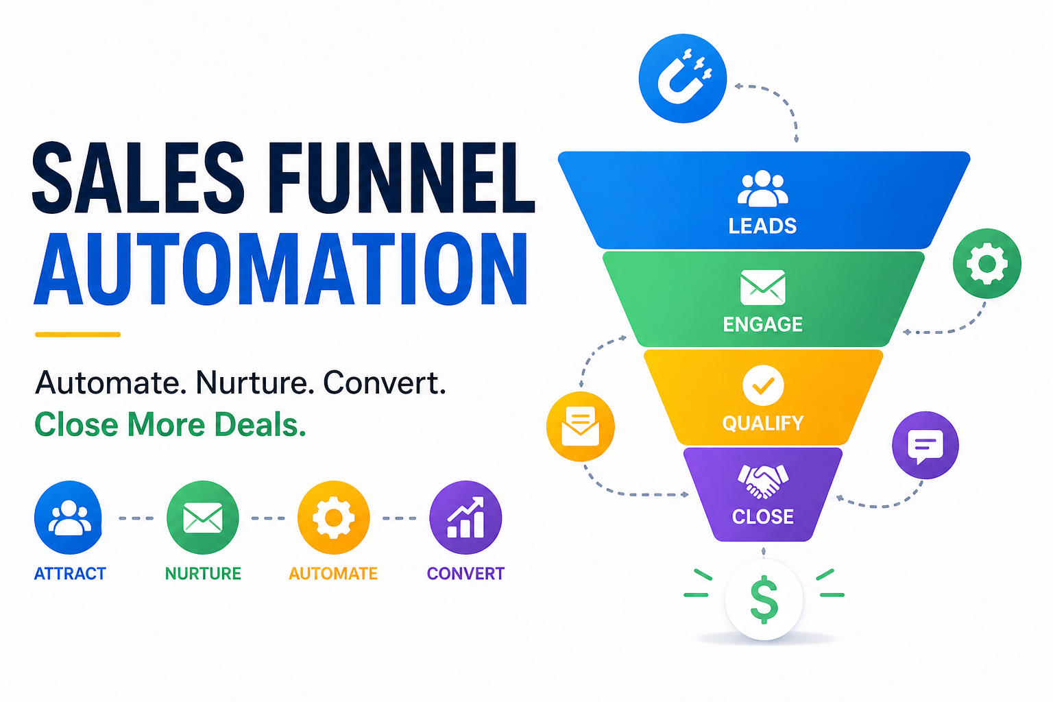 Sales funnel automation sequence for nurturing and conversion